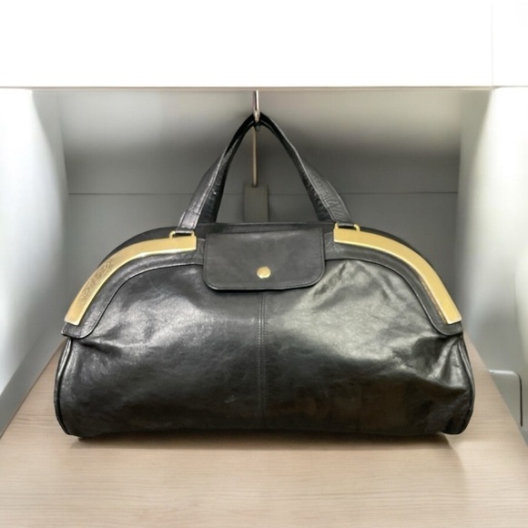 Vintage Pansy leather handbag with gold accents front pocket and zipper - Picture 1 of 11